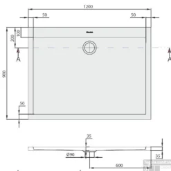 B&w-luxury Tray Douchebak 120 X 90 X 3.5 Cm. Wit -Aanbiedingen Ontspan Bad Winkel 10465