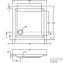 Douchebak Kwadrant Acryl Wit 80x80cm Vierkant 5cm Hoog -Aanbiedingen Ontspan Bad Winkel 1860425 douchebak acryl wit 80 x 80 cm vierkant 5cm hoog 4
