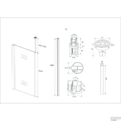 Verticale Stabilisatiestang Met Plafond Bevestiging BWS Voor 10 Mm Wand Mat Zwart -Aanbiedingen Ontspan Bad Winkel 20.3894 4