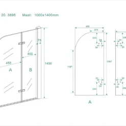 Badwand Wiesbaden Inklapbaar 100x140cm 6mm NANO Coating -Aanbiedingen Ontspan Bad Winkel 20.3895 5