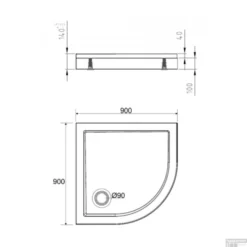 Douchebak Wiesbaden Acryl 1/4 Rond 90x90x4 Cm Wit -Aanbiedingen Ontspan Bad Winkel 21.3511tech 1