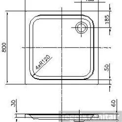 B&w-luxury Skip Douchebak 80x80x6 Cm. Wit -Aanbiedingen Ontspan Bad Winkel 30487