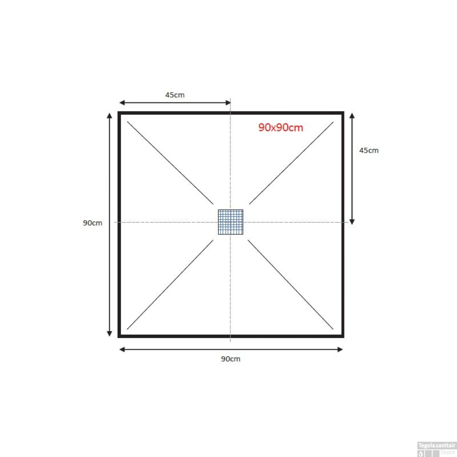 Douchebak BWS Elsa Composiet Anti-slip 90x90x3 Cm Mat Grijs 4 Douchebak BWS Elsa Composiet Anti-slip 90x90x3 Cm Mat Grijs - Afbeelding 2