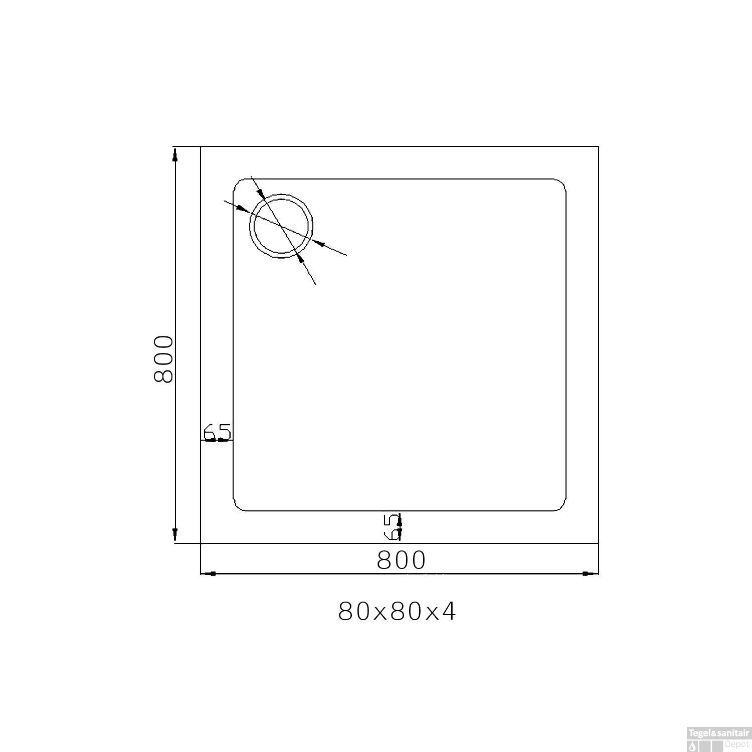 Douchebak Best Design Dona Laag Model 80x80x4cm 6 Douchebak Best Design Dona Laag Model 80x80x4cm - Afbeelding 4