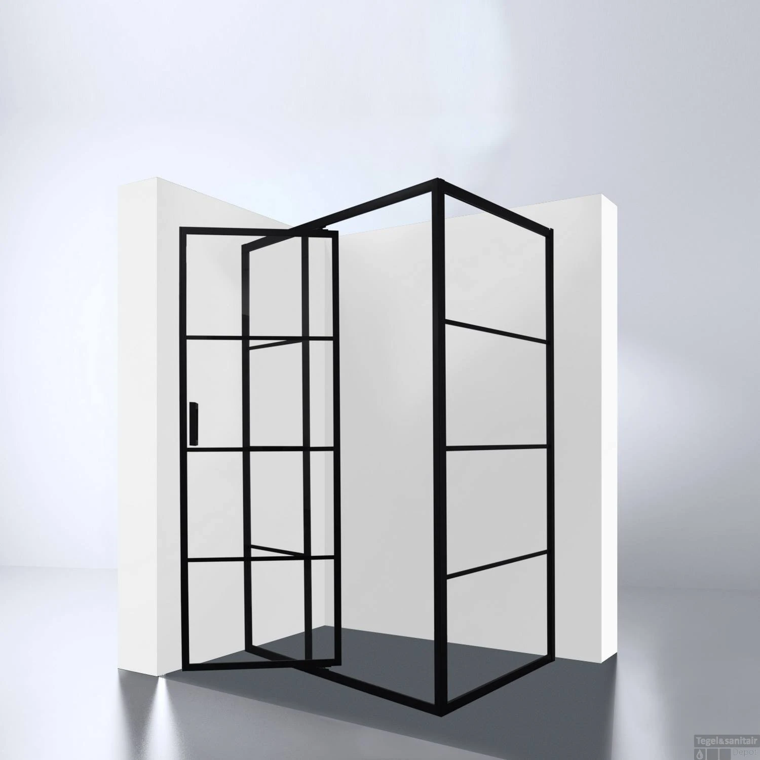 Douchecabine Best Design Zeplin-1200 Met Nisdeur 120x90x210x8 Cm Mat Zwart - Afbeelding 2