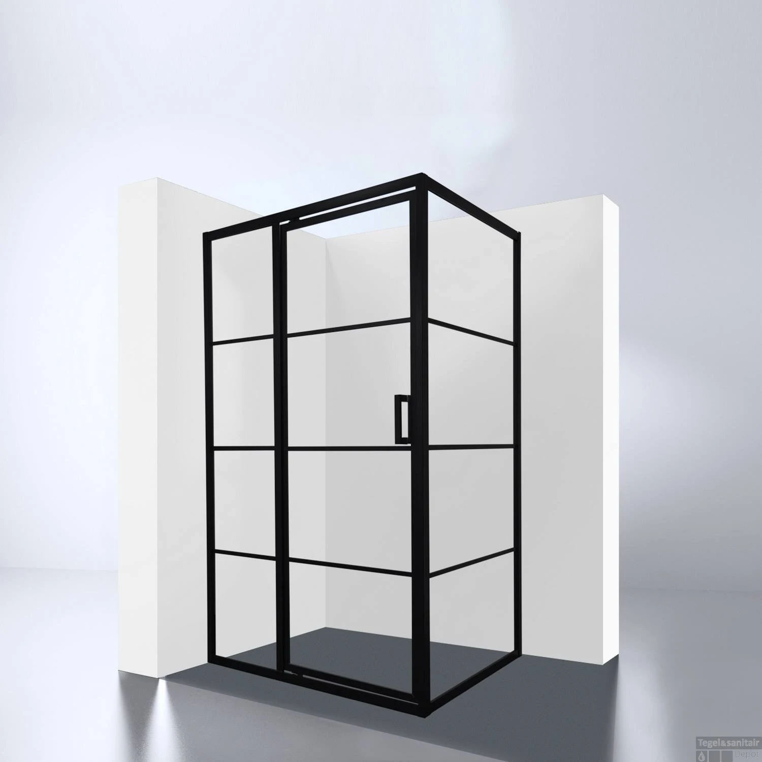 Douchecabine Best Design Zeplin-1200 Met Nisdeur 120x90x210x8 Cm Mat Zwart