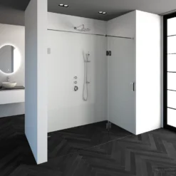 Nisdeur Compleet Just Creating Profielloos 2-Delig (Draaideur Bevestigd Op Inloopwand) 190x200 Cm 120/70 Chroom