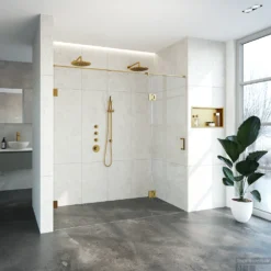 Nisdeur Compleet Just Creating Profielloos 2-Delig (Draaideur Bevestigd Op Inloopwand) 200x200 Cm 140/60 Goud