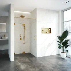 Nisdeur Compleet Just Creating Profielloos 2-Delig (Draaideur Bevestigd Op Inloopwand) 120x200 Cm 50/70 Goud