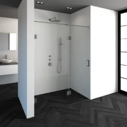 Nisdeur Compleet Just Creating Profielloos 2-Delig (Draaideur Bevestigd Op Inloopwand) 160x200 Cm 90/70 RVS