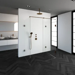 Inloopdouche Compleet XL Just Creating Profielloos 100x140 Cm Koper -Aanbiedingen Ontspan Bad Winkel 4jc6 100x140k complete profielloze inloopdouche xl 100x140 koper 1