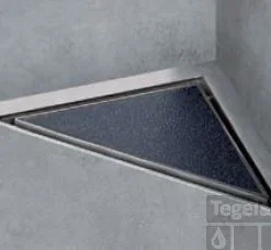 Easydrain Aqua Jewels Delta Douchegoot 3-hoek 20x20cm.zij-uitl.30-35-50 Tegel / Rvs