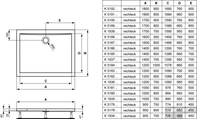 Ideal Standard Ultra Flat Douchebak 170 X 80 X 4 Cm. Wit 4 Ideal Standard Ultra Flat Douchebak 170 X 80 X 4 Cm. Wit - Afbeelding 2