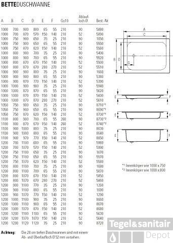 Bette Vlak Douchebak 90 X 75 X 15 Cm. Met Antislip Wit 4 Bette Vlak Douchebak 90 X 75 X 15 Cm. Met Antislip Wit - Afbeelding 2
