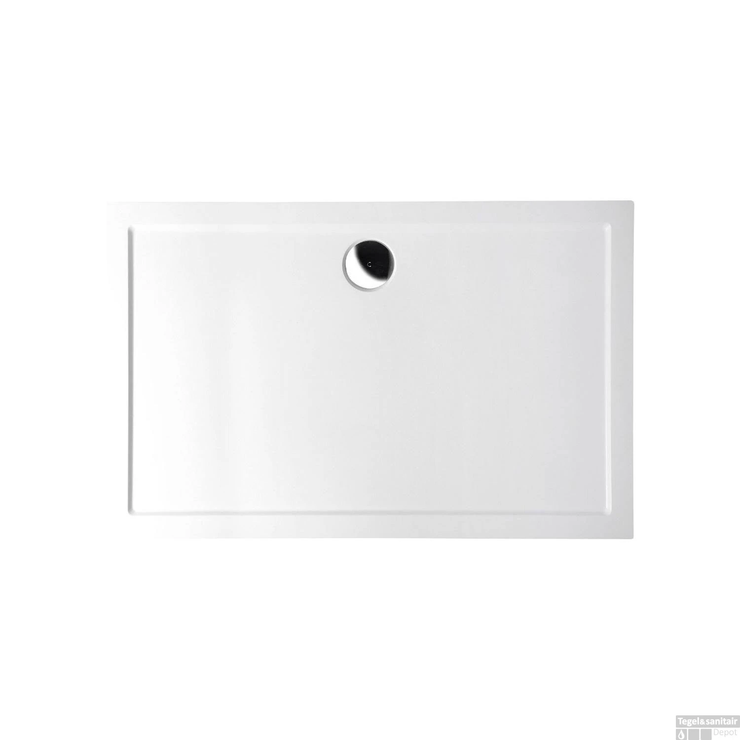 Douchebak Gegoten Marmer Sapho Karia 100x70x4 Cm Rechthoek Wit