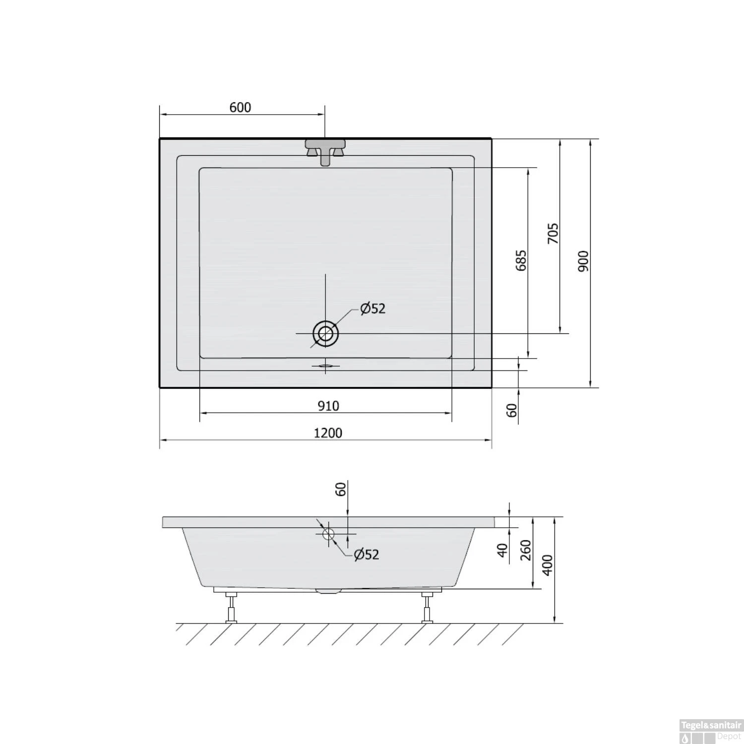 Extra Diepe Douchebak Sapho Deep 120x90x26 Cm Rechthoekig Acryl Wit 9 Extra Diepe Douchebak Sapho Deep 120x90x26 Cm Rechthoekig Acryl Wit - Afbeelding 7