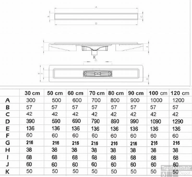 B&w-luxury Highline Douchegoot 120 X 5.7 Cm. Vloer Met Onderuitlaat Rvs 4 B&w-luxury Highline Douchegoot 120 X 5.7 Cm. Vloer Met Onderuitlaat Rvs - Afbeelding 2