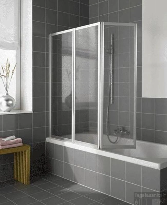 Kermi Vario Badklapwand 3-delig 155 Cm. Kunst. Parel Matzilver-kunststof Glas 3 Kermi Vario Badklapwand 3-delig 155 Cm. Kunst. Parel Matzilver-kunststof Glas