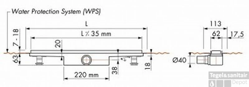 Easydrain Compact Taf Modulo Design Douchegoot 80 Cm.met Rooster Zero+-waterslot 30mm. Rvs Geborsteld 6 Easydrain Compact Taf Modulo Design Douchegoot 80 Cm.met Rooster Zero+-waterslot 30mm. Rvs Geborsteld - Afbeelding 4