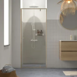 Sealskin Contour Draaideur Voor Nis 90x200 Cm, 6 Mm Helder Veiligheidsglas Met Antikalklaag Goud Geborsteld