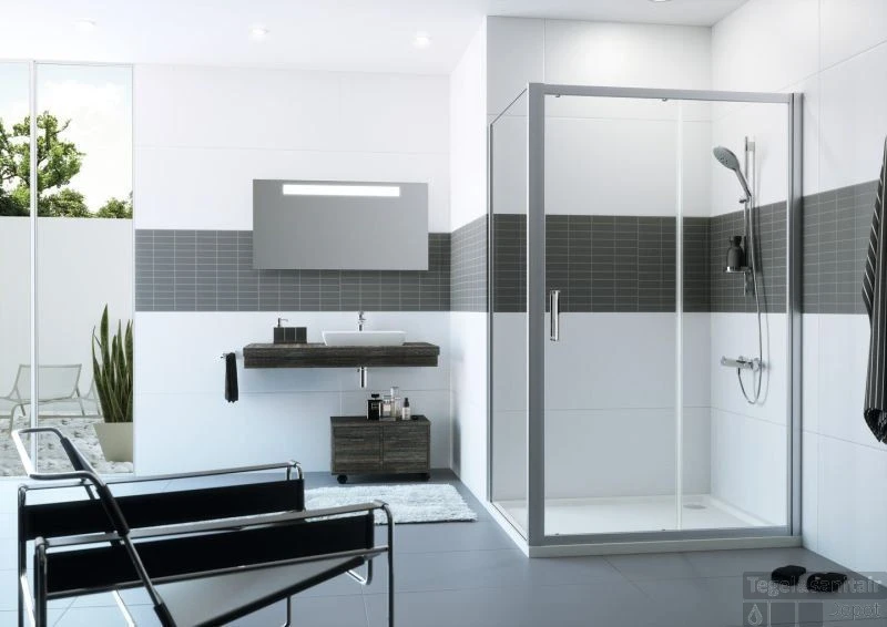 Huppe Classics 2 Schuifdeur 140 X 200 Cm. Met Segment Matzilver-antiplaque Glas 4 Huppe Classics 2 Schuifdeur 140 X 200 Cm. Met Segment Matzilver-antiplaque Glas - Afbeelding 2