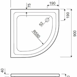 Wisa Cadiz S Douchebak Kwartrond 90x90x8 Cm.met Potenset Wit -Aanbiedingen Ontspan Bad Winkel 90861