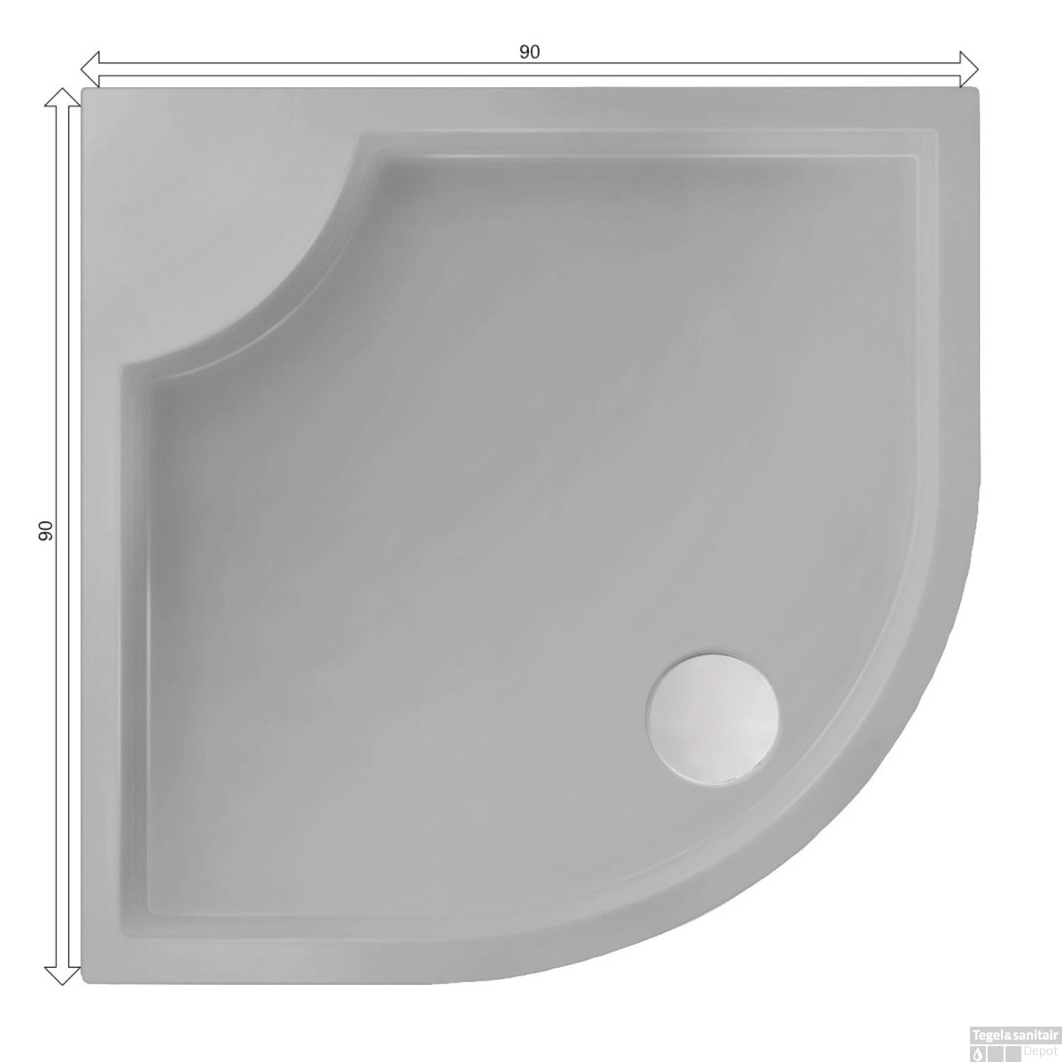 Kwartrond Douchebak Bounty 90 X 90 X 4 Cm Cement 4 Kwartrond Douchebak Bounty 90 X 90 X 4 Cm Cement - Afbeelding 2