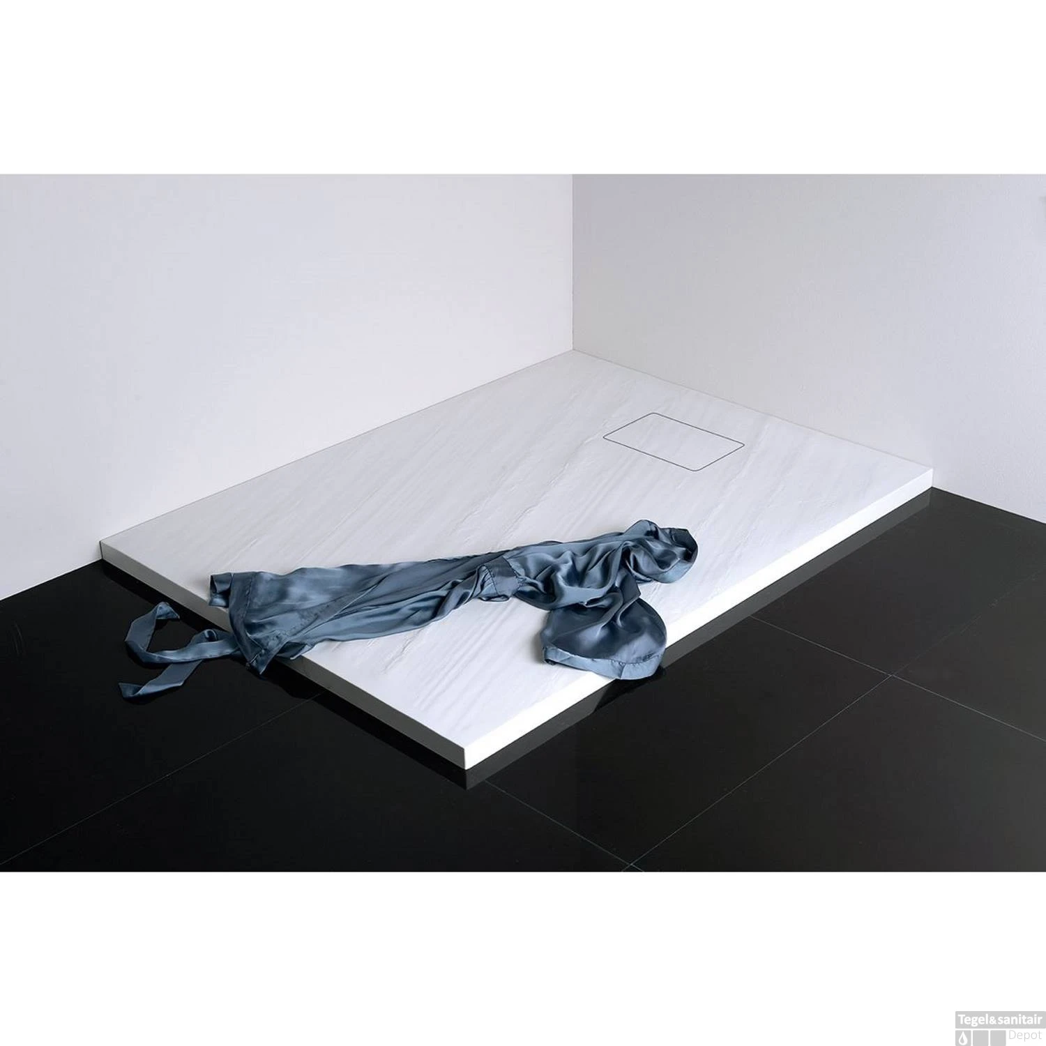 Douchebak Gegoten Marmer Sapho Acora 120x90x3.5 Cm Rechthoek Steen Wit - Afbeelding 2