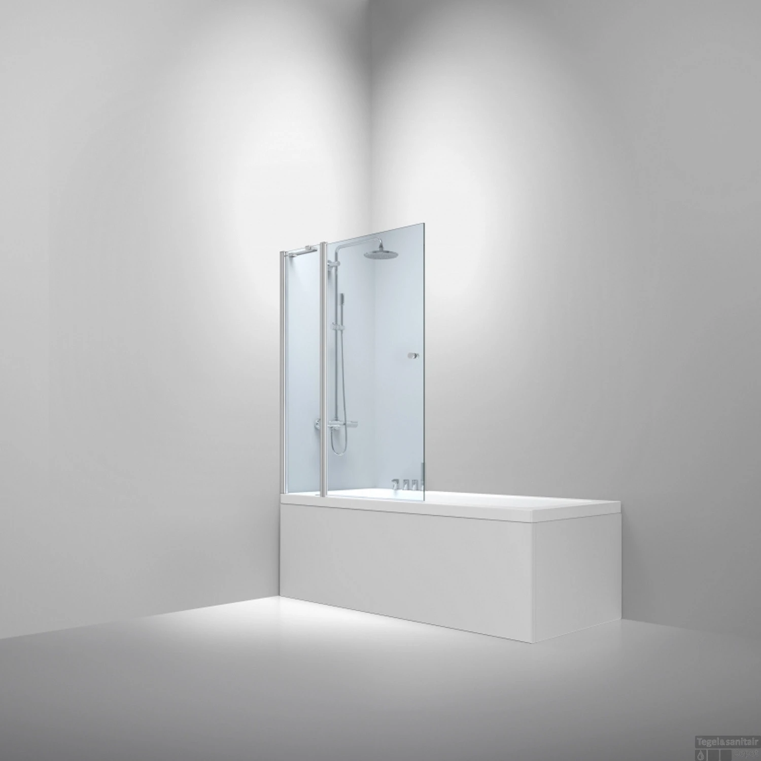 Badwand Van Rijn ST02 Klapwand + Vaste Wand 120x150 Cm Helder Glas 6 Mm Chroom - Afbeelding 5