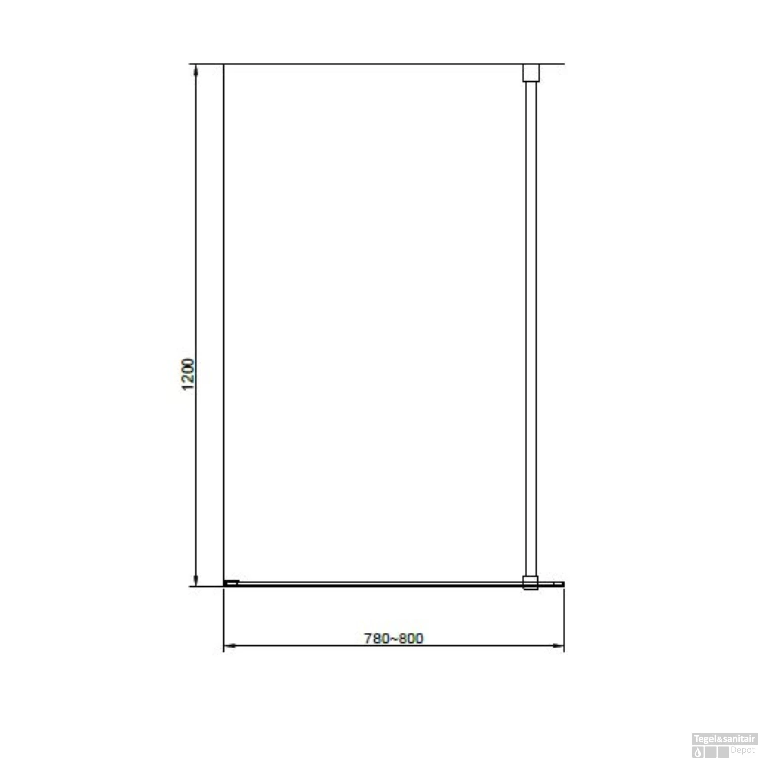 Badwand Van Rijn ST04 Helder Glas 8 Mm Aluminium Zwart Profiel 80x160 Cm - Afbeelding 4