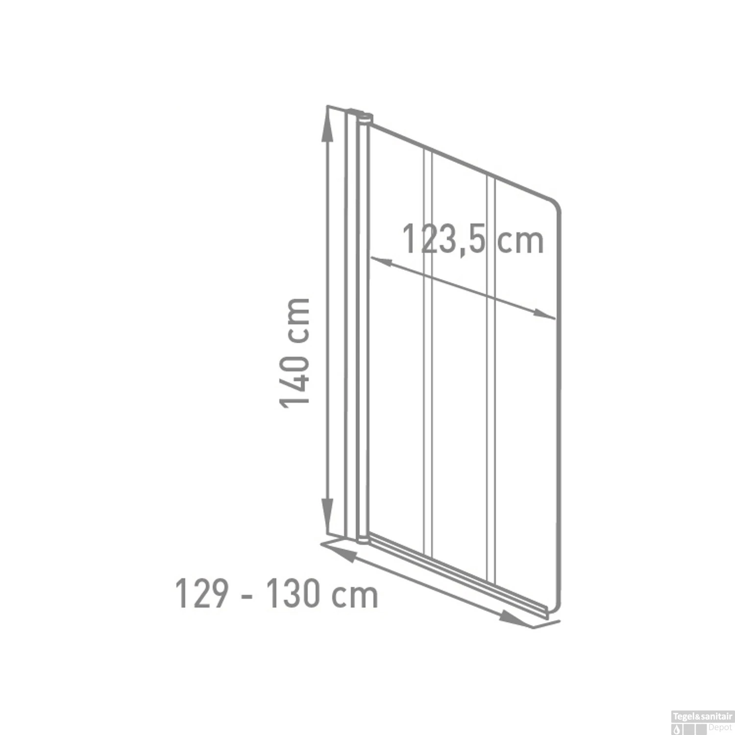 Badwand VM Go Balos Deco 3-delig 130x140cm Scharnierend Chroom Profiel 5mm Veiligheidsglas 4 Badwand VM Go Balos Deco 3-delig 130x140cm Scharnierend Chroom Profiel 5mm Veiligheidsglas - Afbeelding 2