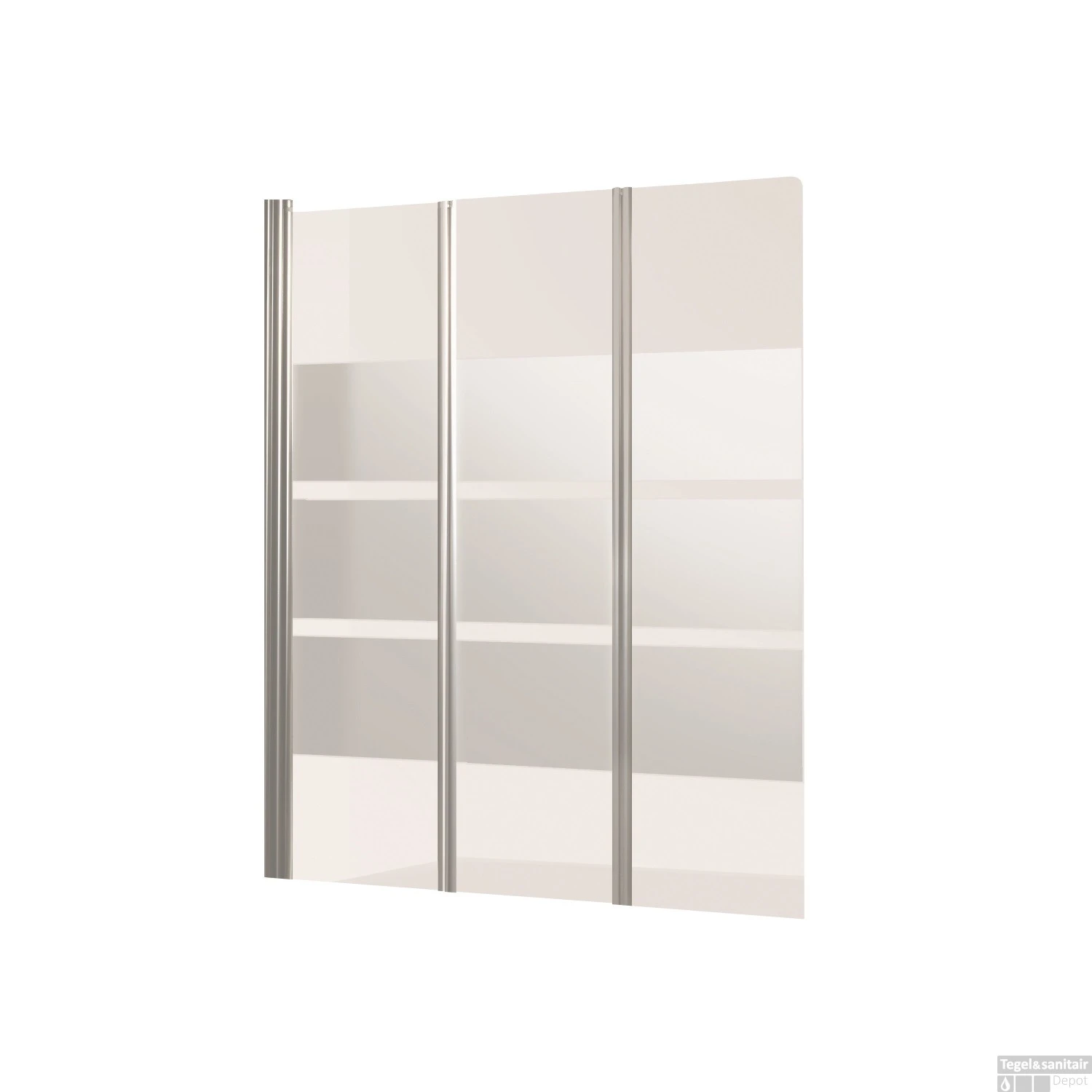 Badwand VM Go Balos Deco 3-delig 130x140cm Scharnierend Chroom Profiel 5mm Veiligheidsglas 3 Badwand VM Go Balos Deco 3-delig 130x140cm Scharnierend Chroom Profiel 5mm Veiligheidsglas