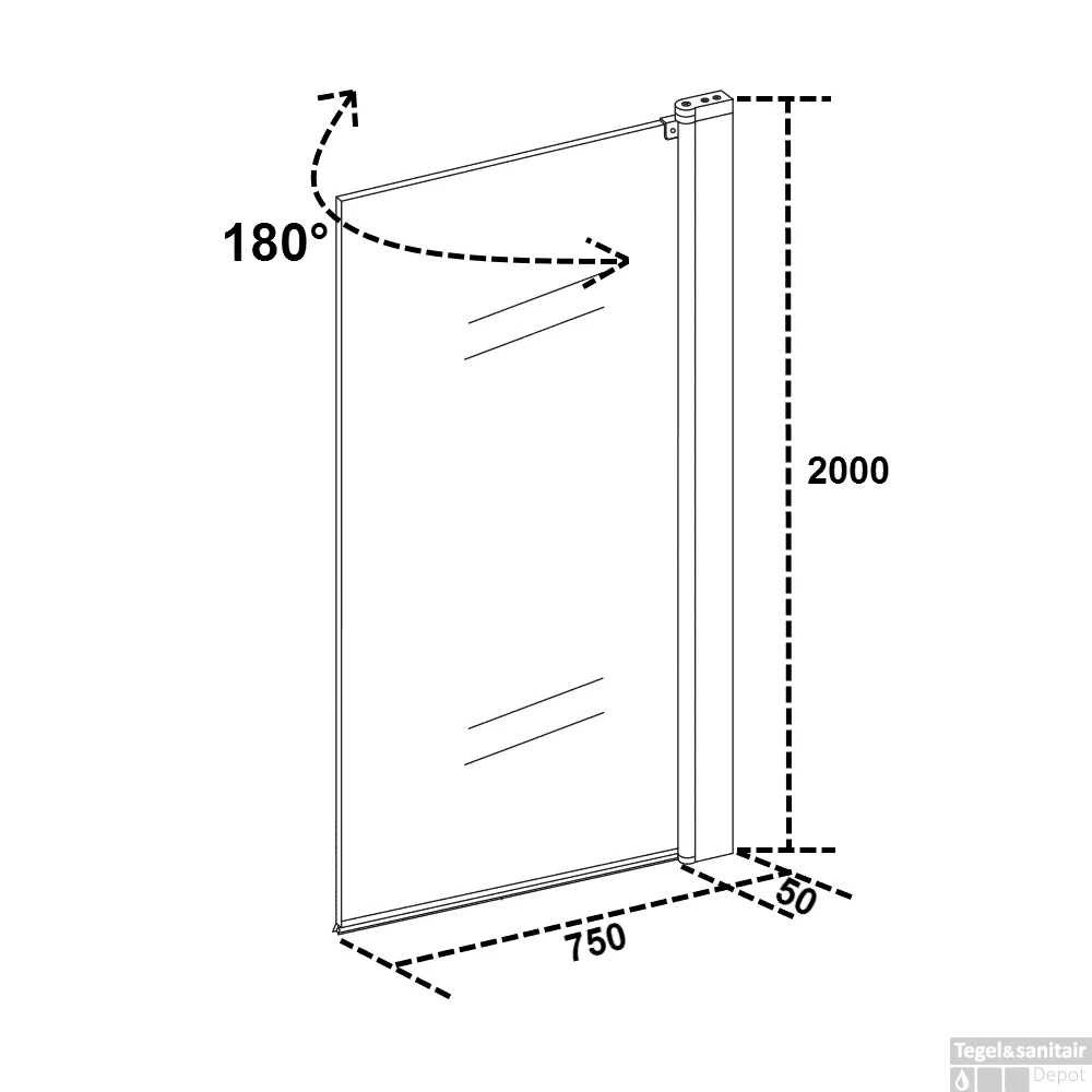 Badwand Wiesbaden Muurprofiel 80x150cm 6mm NANO Coating 5 Badwand Wiesbaden Muurprofiel 80x150cm 6mm NANO Coating - Afbeelding 3