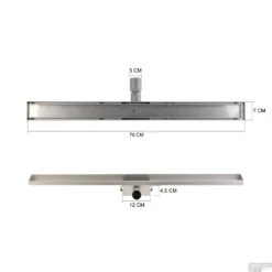 RVS Douchegoot BASIC Met Uitneembaar Sifon 70x7cm 6,7cm Diep GLAS ROOSTER -Aanbiedingen Ontspan Bad Winkel basic glas rooster 70cm tech