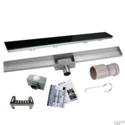 RVS Douchegoot BASIC Met Uitneembaar Sifon 80x7cm 6,7cm Diep GLAS ROOSTER -Aanbiedingen Ontspan Bad Winkel basic glas rooster 80cm shop