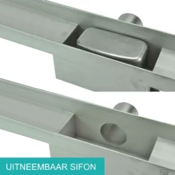 RVS Douchegoot BASIC Met Uitneembaar Sifon 100x7cm 6,7cm Diep TEGEL ROOSTER -Aanbiedingen Ontspan Bad Winkel basic tegel rooster 100cm 4