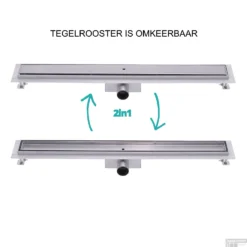 RVS Douchegoot BASIC Met Uitneembaar Sifon 100x7cm 6,7cm Diep TEGEL ROOSTER -Aanbiedingen Ontspan Bad Winkel basic tegel rooster 100cm 6