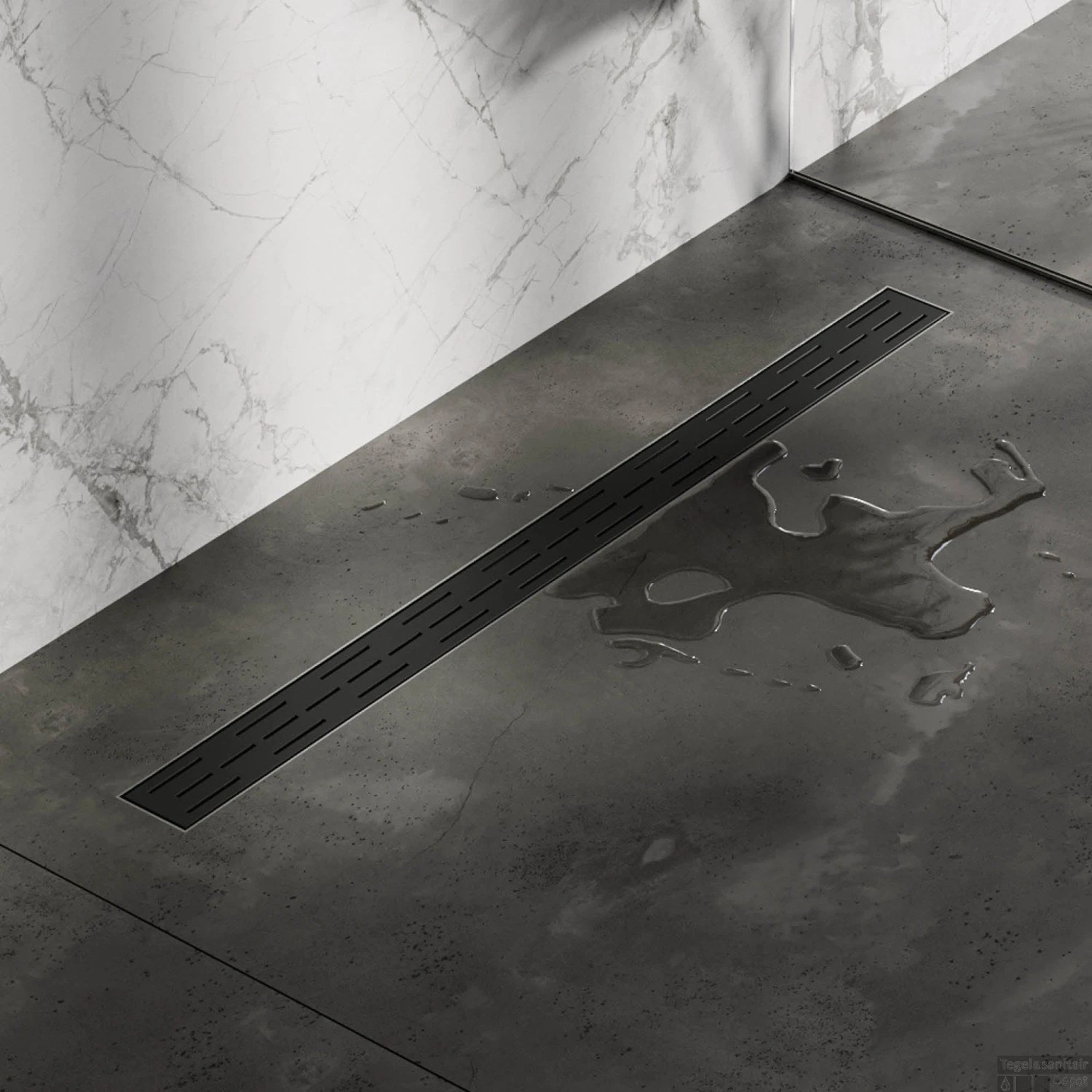 Brauer StanDrain Douchegoot Zwart Flens Inclusief Kunststof Sifon En Haarfilter - Afbeelding 3