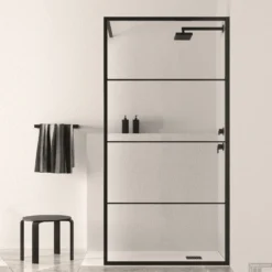 Inloopdouche BWS Black Line 80x200 Cm 8mm NANO Glas Mat Zwart Raster