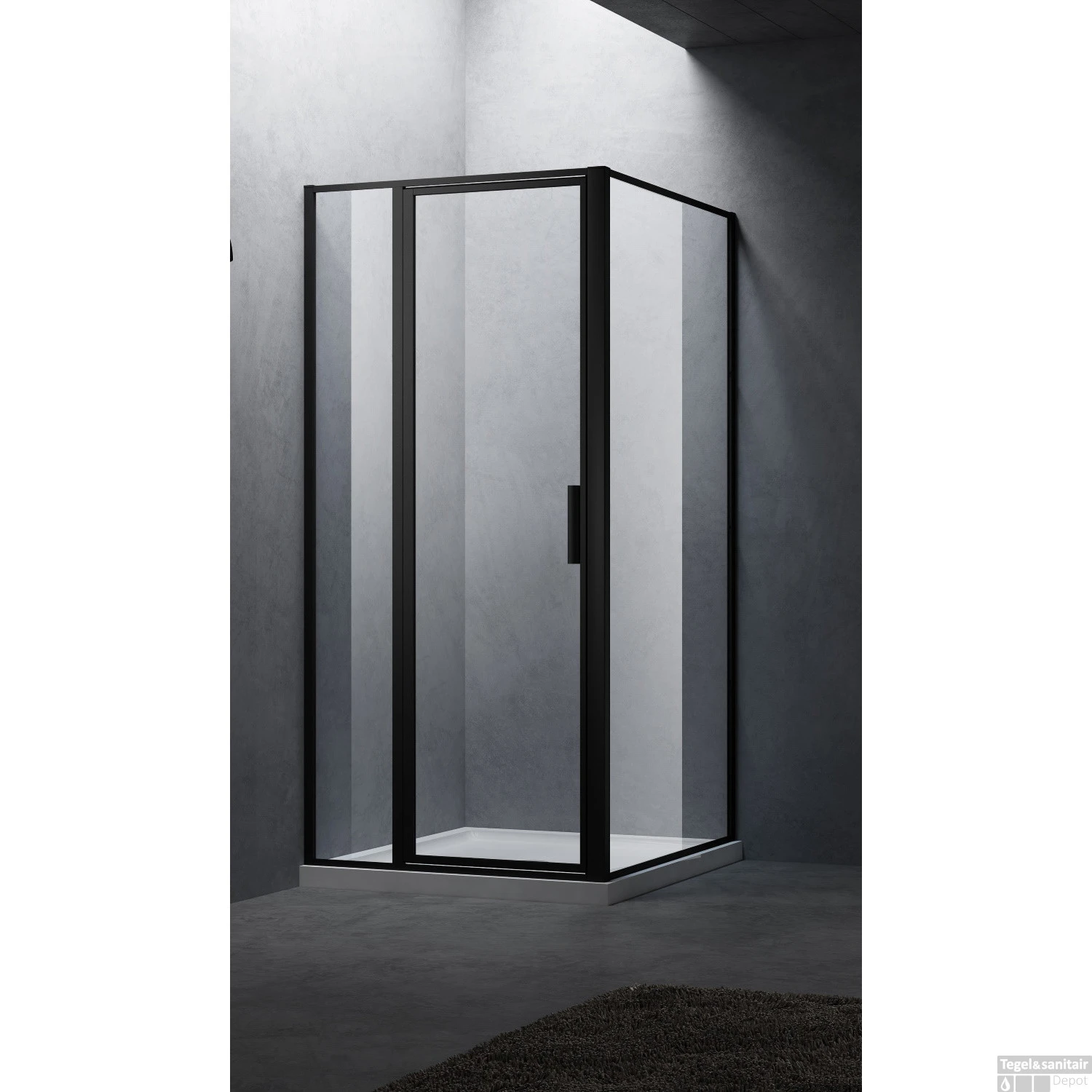 BWS Douchecabine Recta 120 Cm Met Vast Paneel Nano Glas Mat Zwart Profiel (ALLE MATEN) - Afbeelding 2