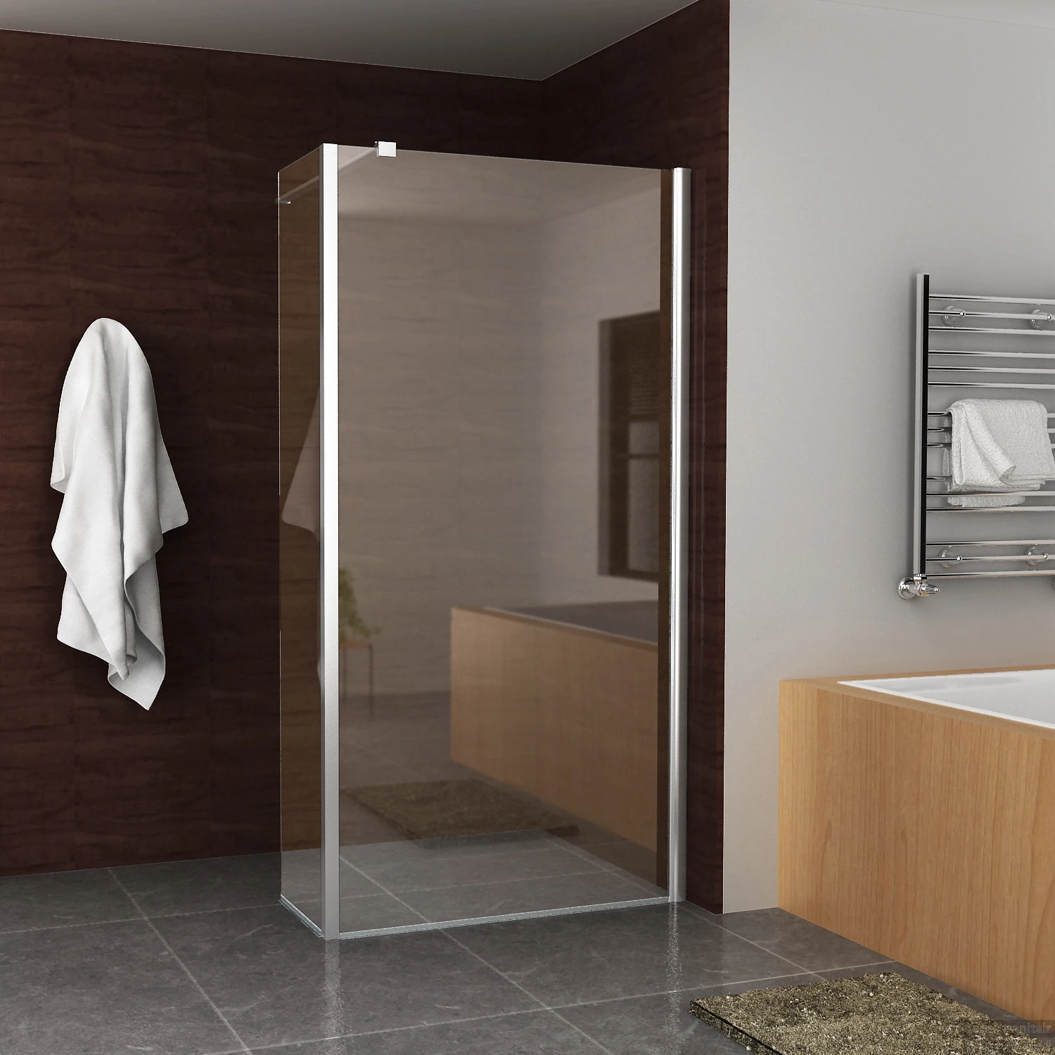 BWS Eco Zijwand Met Muurprofiel 40x200cm NANO Coating 8mm