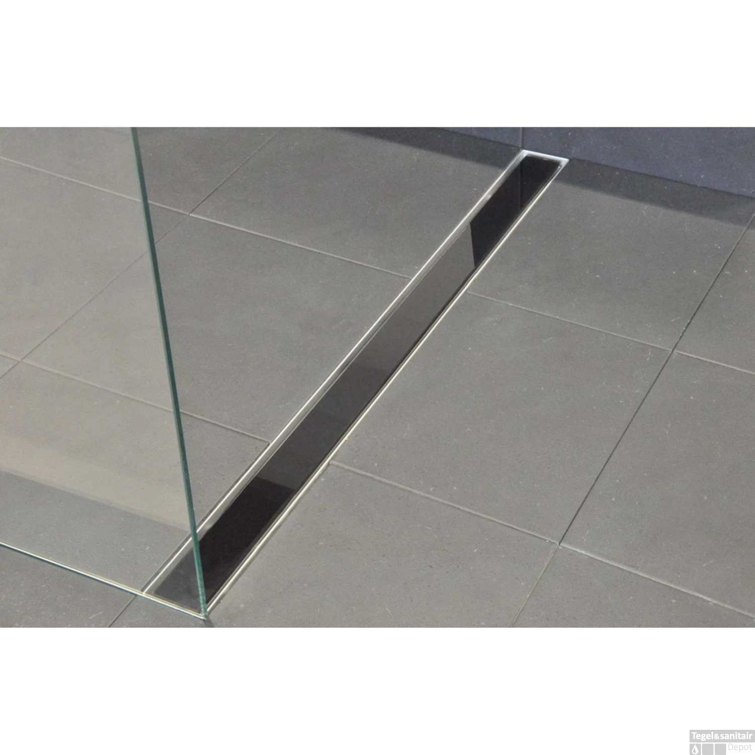 BWS Glasrooster Tbv RVS Douchegoot 120x7 Cm Zwart 4 BWS Glasrooster Tbv RVS Douchegoot 120x7 Cm Zwart - Afbeelding 2