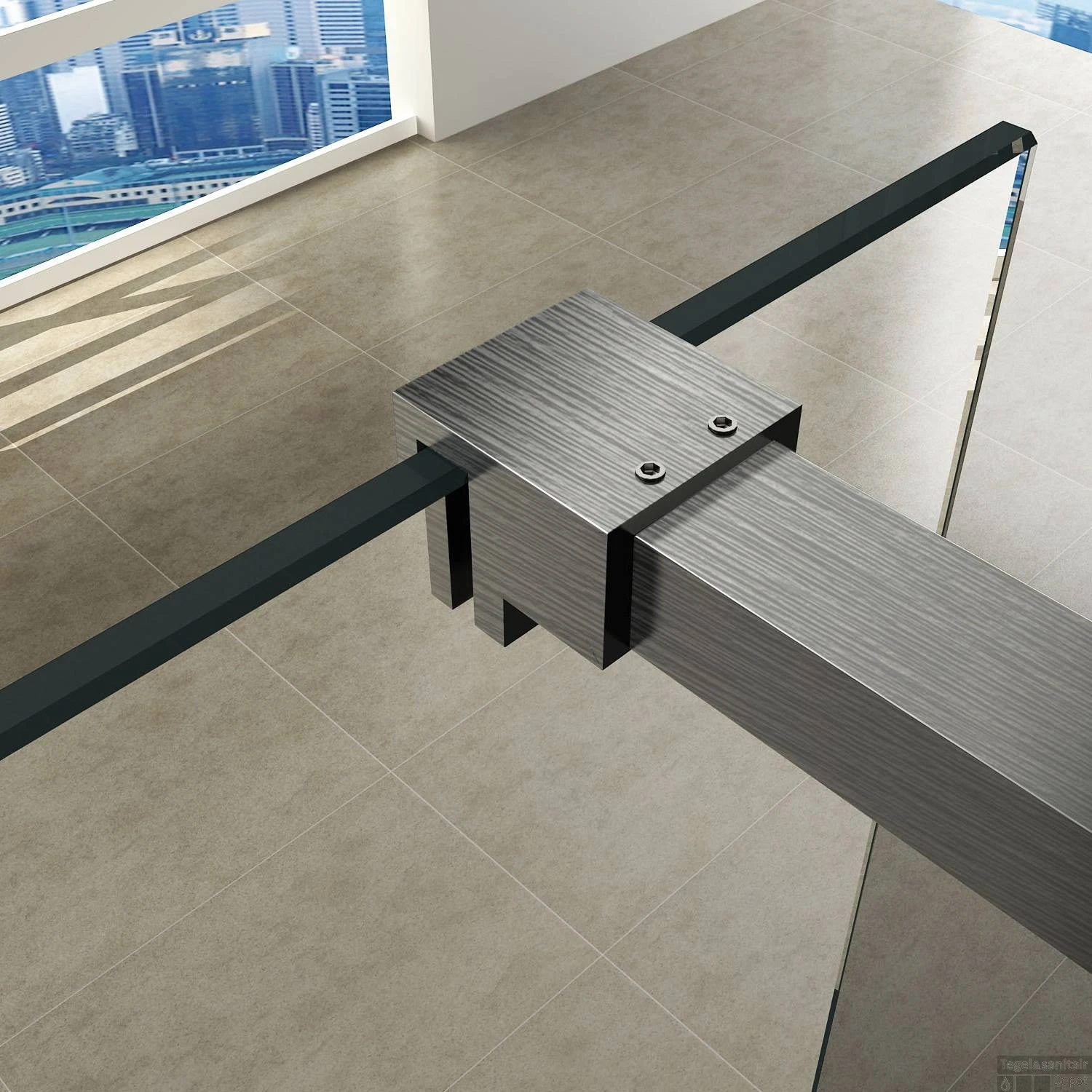 BWS Inloopdouche Pro Line Helderglas 95x200 8mm Nano Coating RVS Profiel En Stang - Afbeelding 3