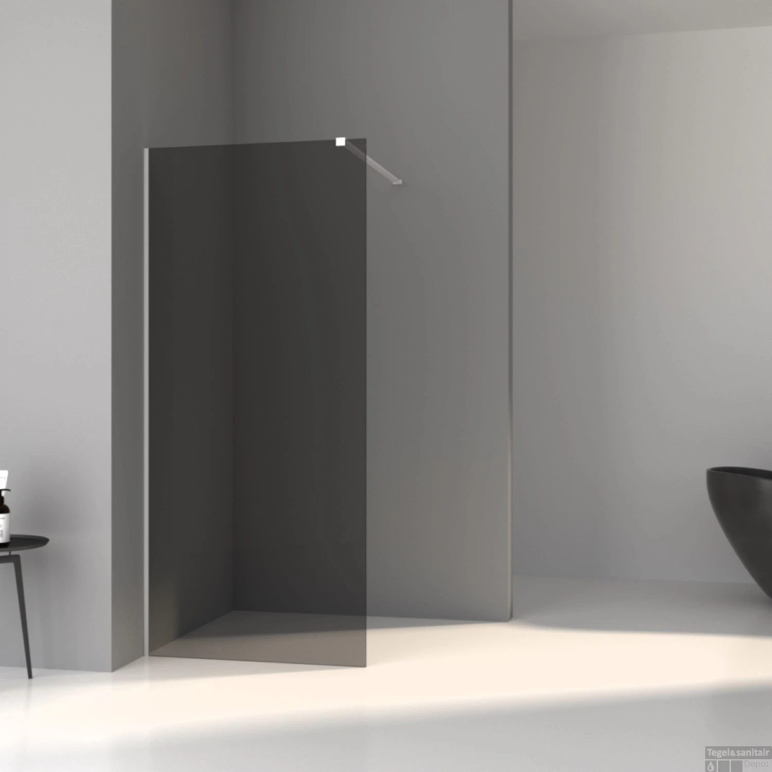 BWS Inloopdouche Pro Line Rookglas 140x200 8mm Nano Coating Chroom Profiel En Stang