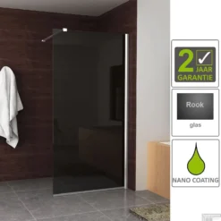 BWS Douchewand Rookglas 10mm | Nano Coating | Inloopdouche (Alle Maten)