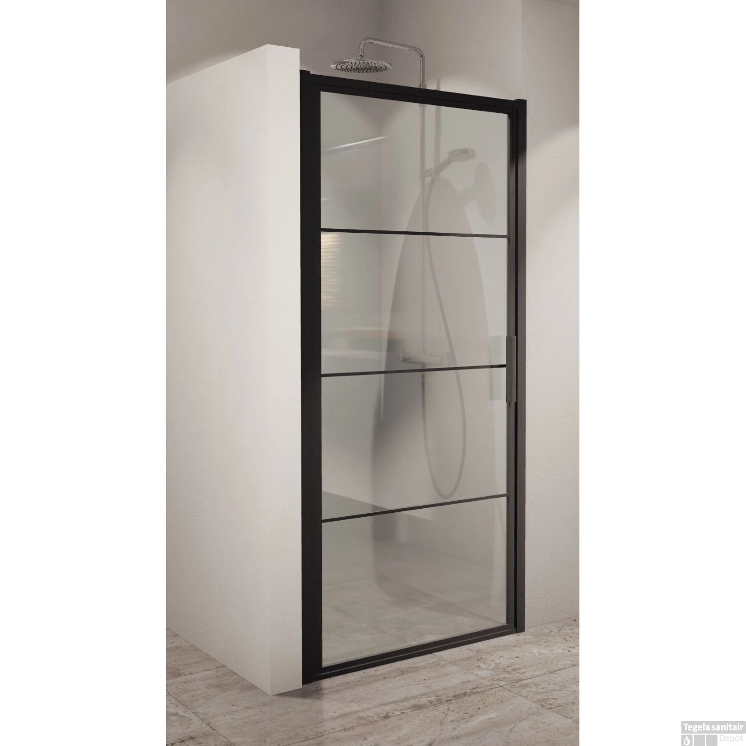 BWS Nisdeur Frame 70x200 Cm 8 Mm NANO Glas Mat Zwart Raster