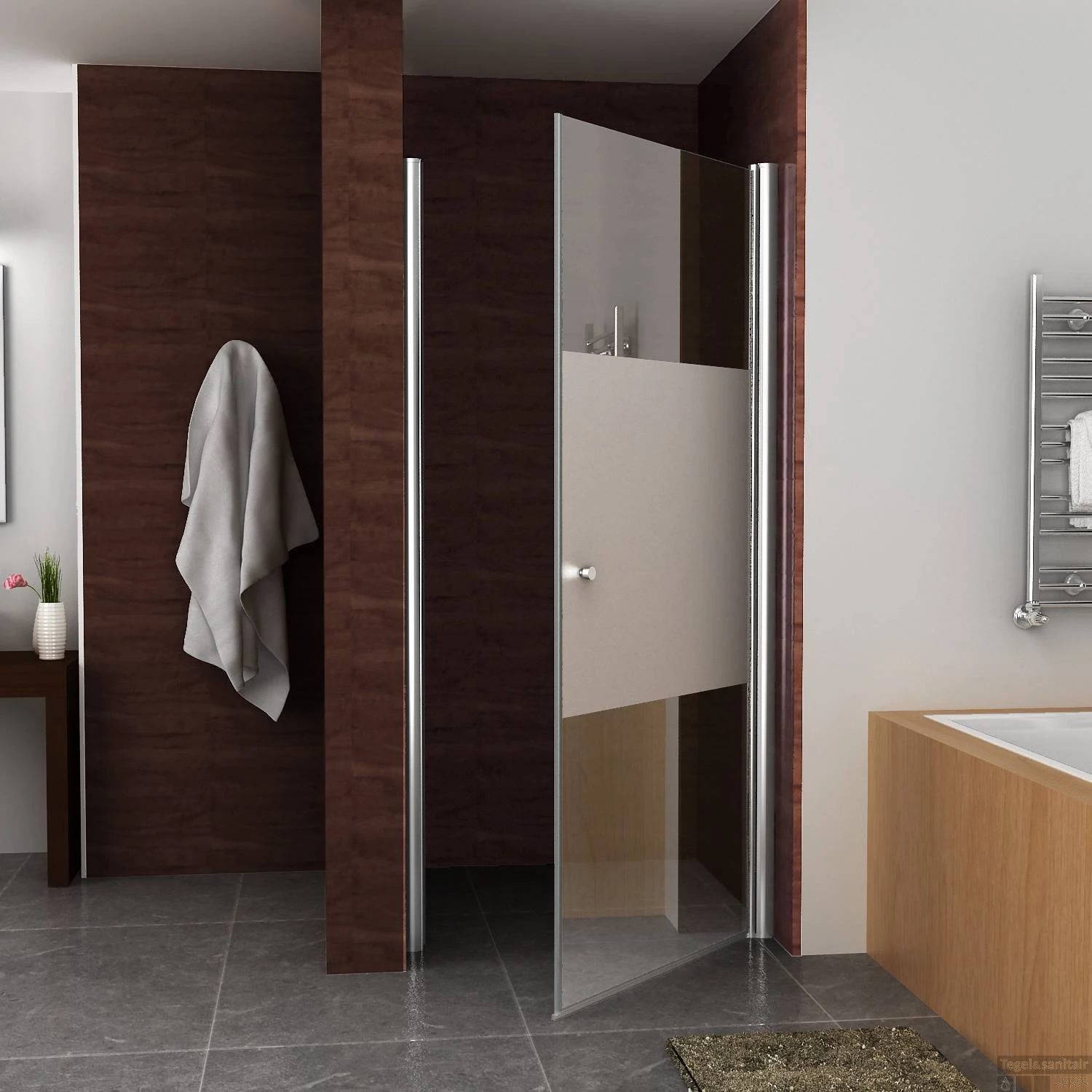 BWS Nisdeur Met Middenband 100x200cm 8mm NANO Coating Links 4 BWS Nisdeur Met Middenband 100x200cm 8mm NANO Coating Links - Afbeelding 2