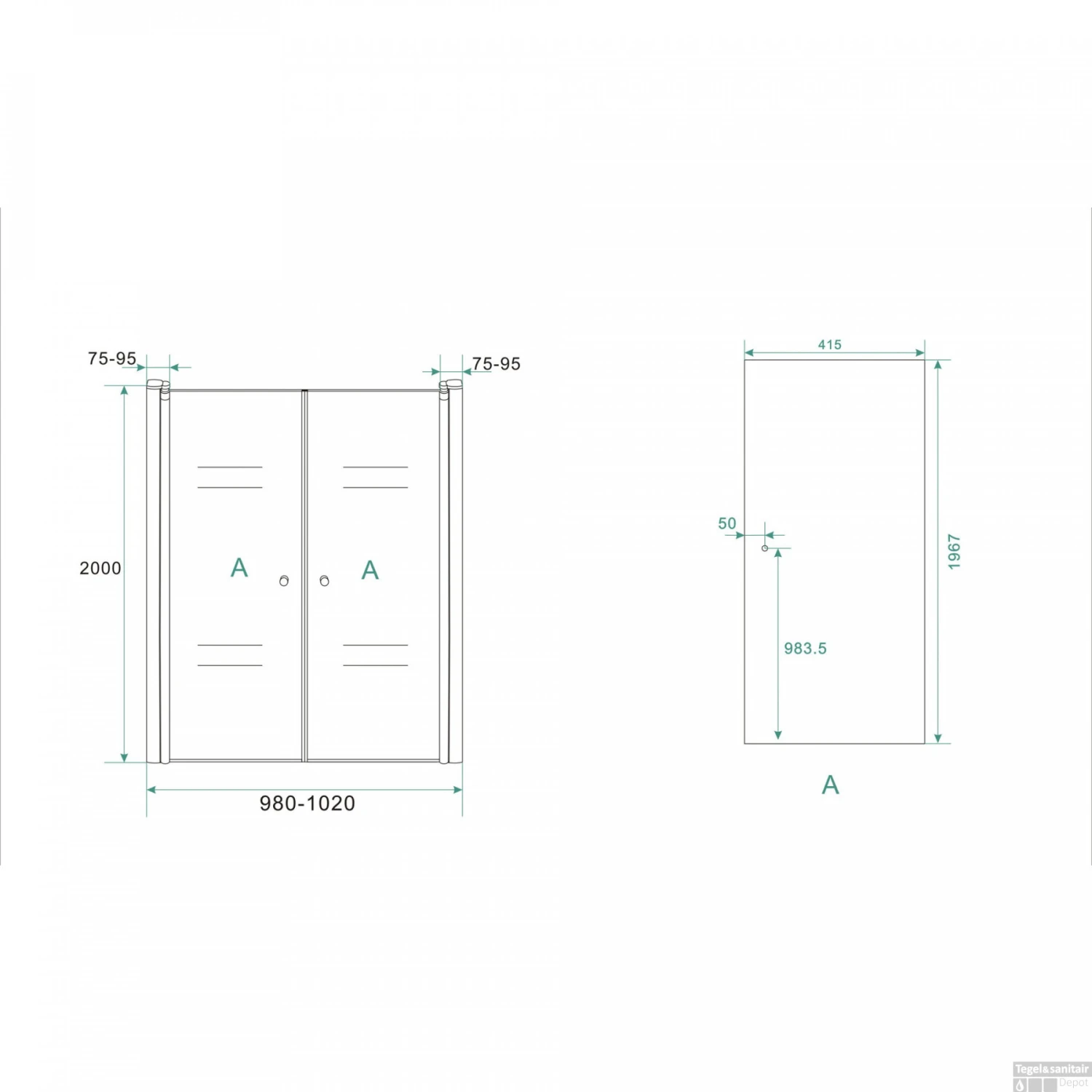 BWS Nisdeur Met Pendeldeuren 100x200 Cm 6mm NANO Coating 7 BWS Nisdeur Met Pendeldeuren 100x200 Cm 6mm NANO Coating - Afbeelding 5