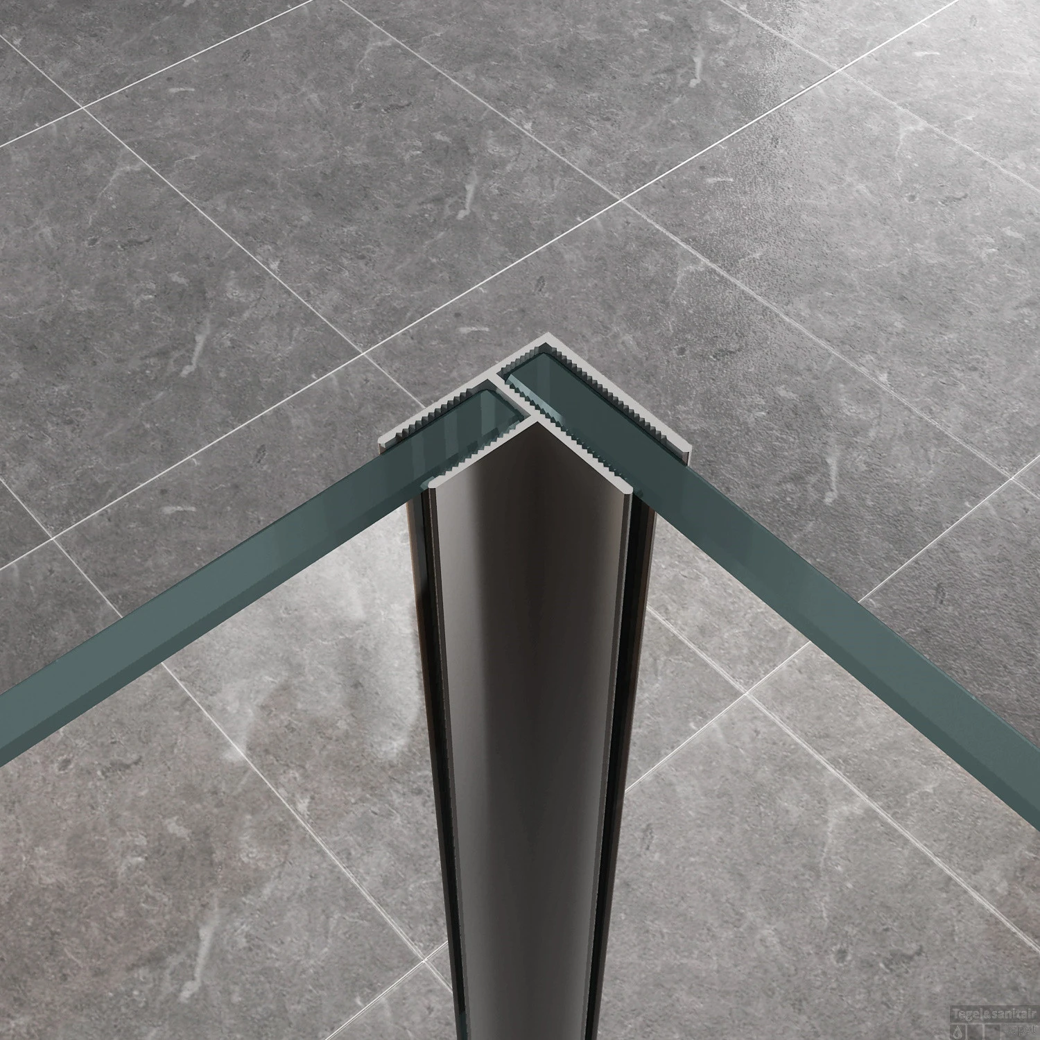 BWS Zijwand Met Hoekprofiel En Middenband 40x200 Cm 10 Mm NANO Coating - Afbeelding 2