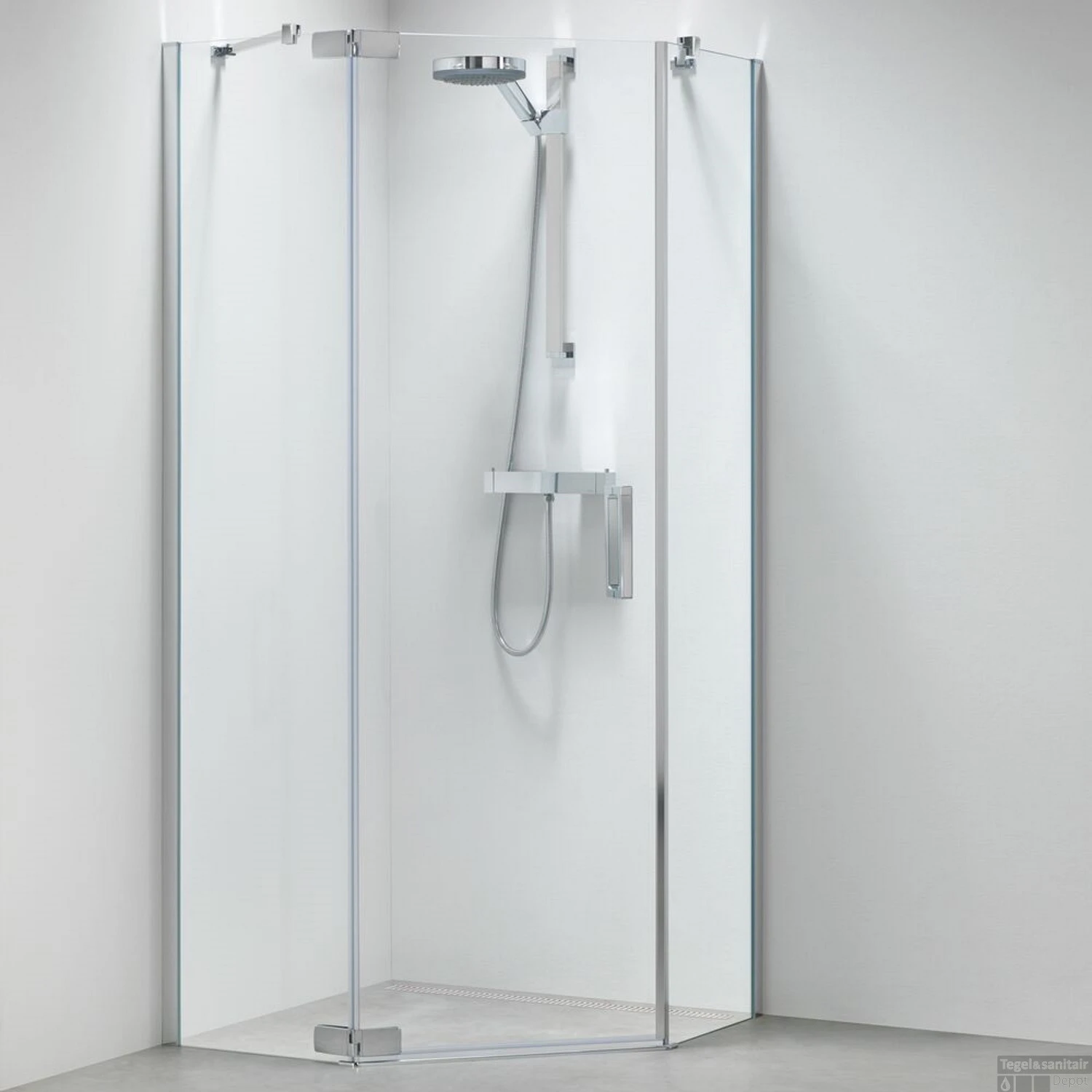 5-hoek Douchecabine Sealskin Custom Swingdeur Links 90x90 Cm Zilver Hoogglans Helder Glas 3 5-hoek Douchecabine Sealskin Custom Swingdeur Links 90x90 Cm Zilver Hoogglans Helder Glas